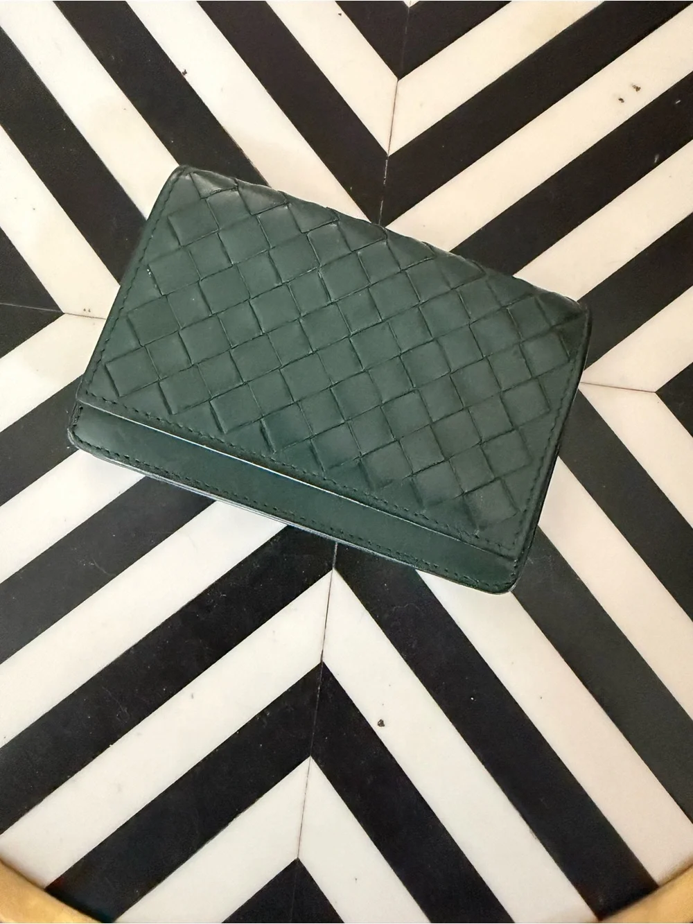 Bottega Veneta Dark Green Intrecciato Card Case